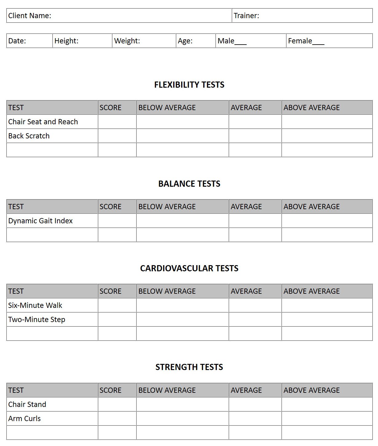Brief Description Of Senior Fitness Test Items* - Procedure For